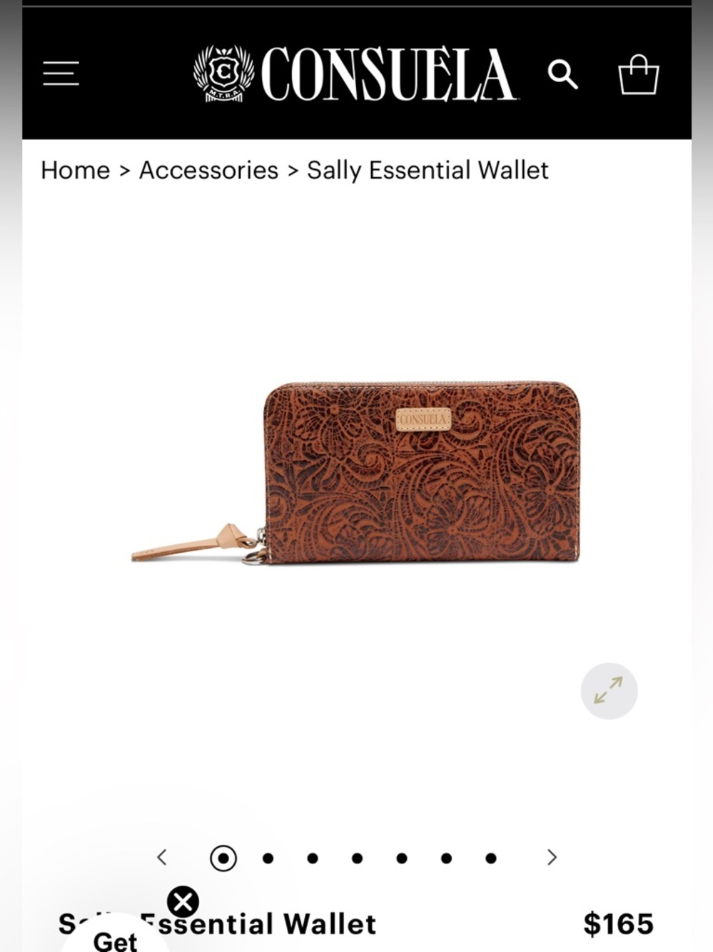 Consuela Floral Embossed Leather Wristlet in Brown and Tan - Picture 5 of 5